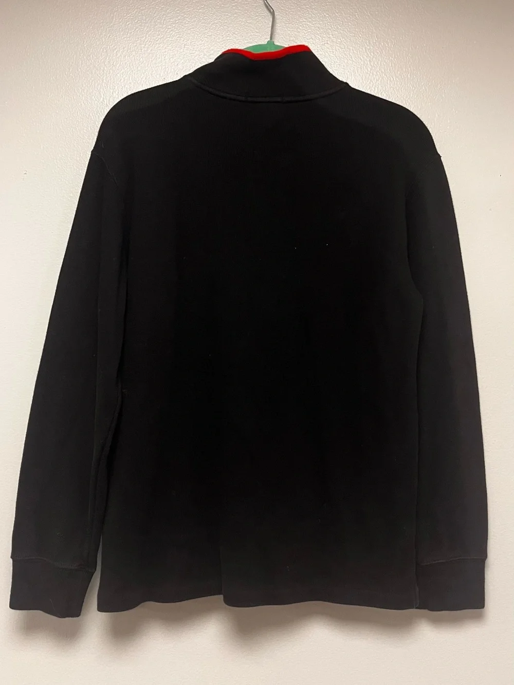 Ralph Lauren Boy’s Black Quarter- Zip Sweater with Red Logo Trim size 14/16